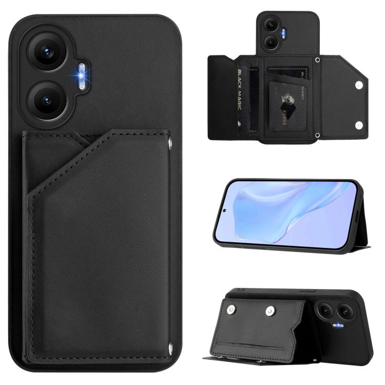Skin Feel Four Card Slots Phone Case with Wrist Strap, For Redmi Turbo 4 Pro / Poco F7, For Redmi A5 4G 171.7mm / Poco C71, For Redmi Note 13R / Redmi 13, For Redmi A3 4G Global, For Redmi Note 13 Pro 4G Global, For Redmi Note 13 4G Global             ...