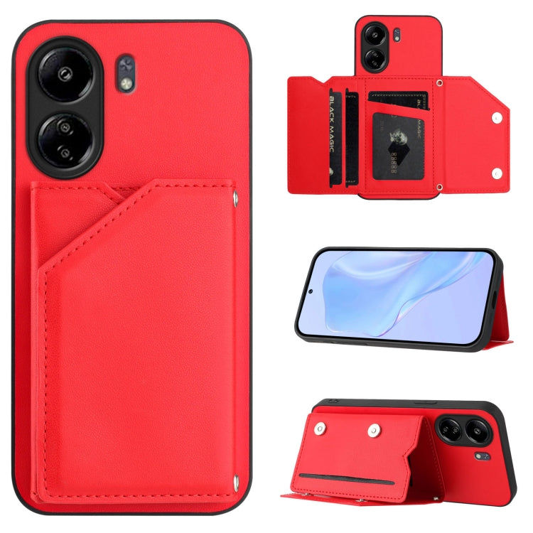 Skin Feel Four Card Slots Phone Case with Wrist Strap, For Xiaomi 15 Ultra, For Xiaomi Poco X7 Pro, For Xiaomi Poco F6, For Xiaomi Civi 4 Pro, For Xiaomi Poco X6, For Xiaomi Poco C65, For Xiaomi Poco F5 5G, For Xiaomi Poco F5 Pro 5G                    ...