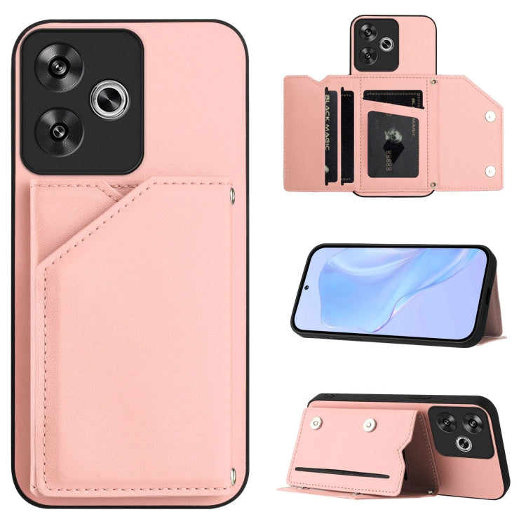 Skin Feel Four Card Slots Phone Case with Wrist Strap, For Xiaomi 15 Ultra, For Xiaomi Poco X7 Pro, For Xiaomi Poco F6, For Xiaomi Civi 4 Pro, For Xiaomi Poco X6, For Xiaomi Poco C65, For Xiaomi Poco F5 5G, For Xiaomi Poco F5 Pro 5G                    ...