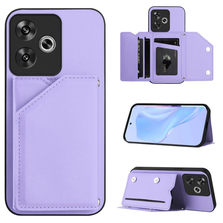 Skin Feel Four Card Slots Phone Case with Wrist Strap, For Xiaomi 15 Ultra, For Xiaomi Poco X7 Pro, For Xiaomi Poco F6, For Xiaomi Civi 4 Pro, For Xiaomi Poco X6, For Xiaomi Poco C65, For Xiaomi Poco F5 5G, For Xiaomi Poco F5 Pro 5G                    ...