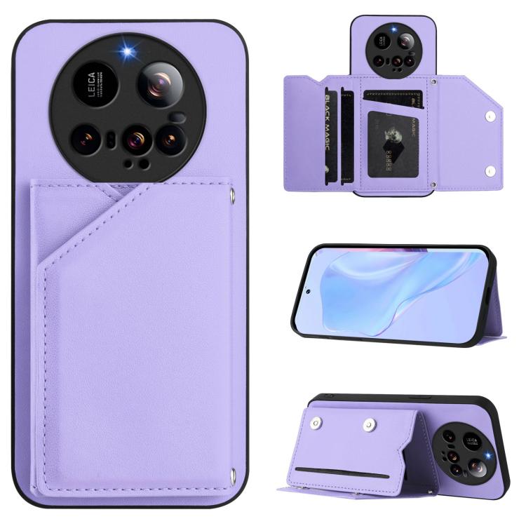 Skin Feel Four Card Slots Phone Case with Wrist Strap, For Xiaomi 15 Ultra, For Xiaomi Poco X7 Pro, For Xiaomi Poco F6, For Xiaomi Civi 4 Pro, For Xiaomi Poco X6, For Xiaomi Poco C65, For Xiaomi Poco F5 5G, For Xiaomi Poco F5 Pro 5G                    ...