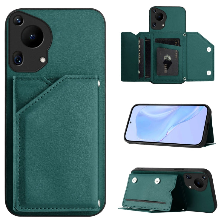 Skin Feel Four Card Slots Phone Case with Wrist Strap, For Huawei Pura 70 Ultra, For Huawei Pura 70 Pro, For Huawei Pura 70