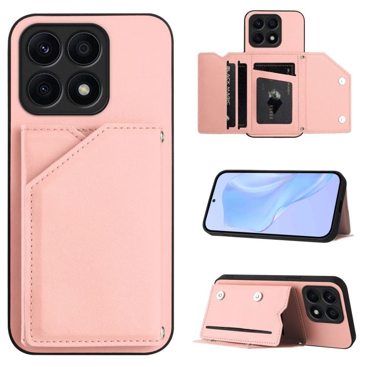 Skin Feel Four Card Slots Phone Case with Wrist Strap, For Honor X8A, For Honor X9A / Magic5 Lite