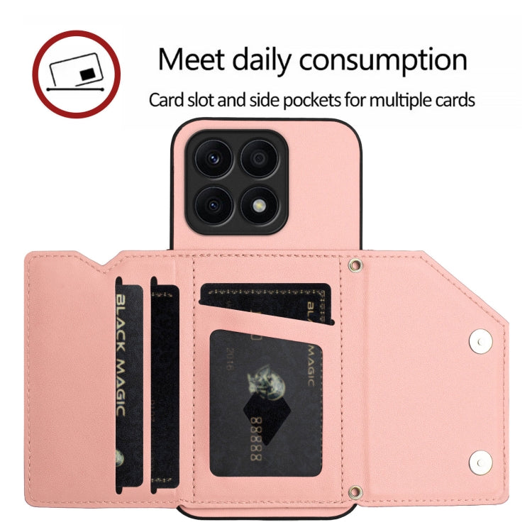 Skin Feel Four Card Slots Phone Case with Wrist Strap, For Honor X8A, For Honor X9A / Magic5 Lite