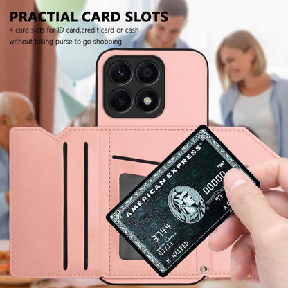 Skin Feel Four Card Slots Phone Case with Wrist Strap, For Honor X8A, For Honor X9A / Magic5 Lite