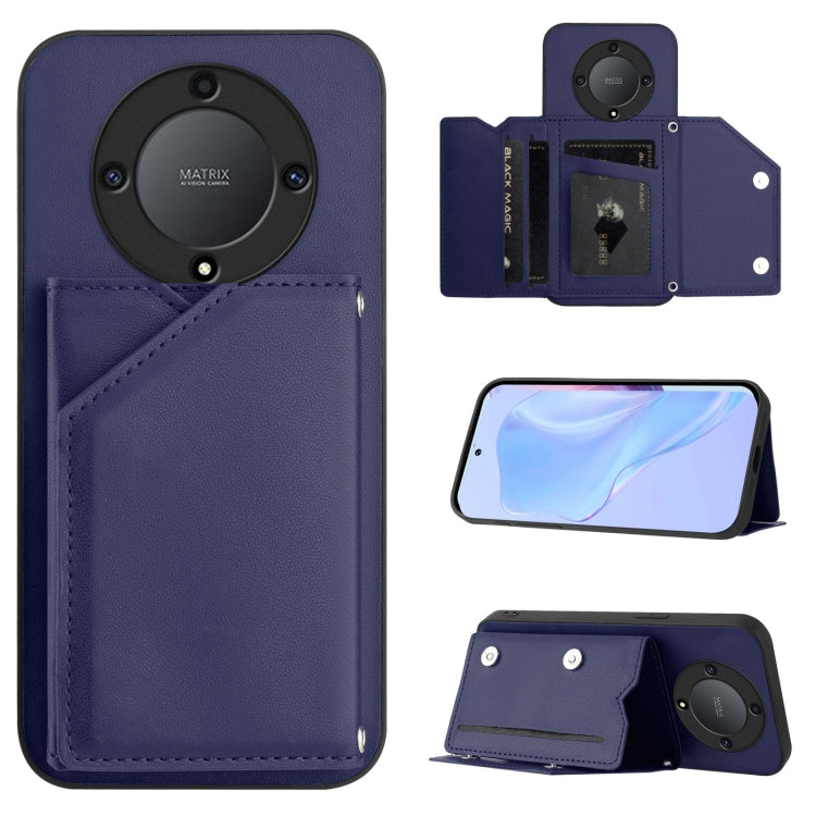 Skin Feel Four Card Slots Phone Case with Wrist Strap, For Honor X8A, For Honor X9A / Magic5 Lite