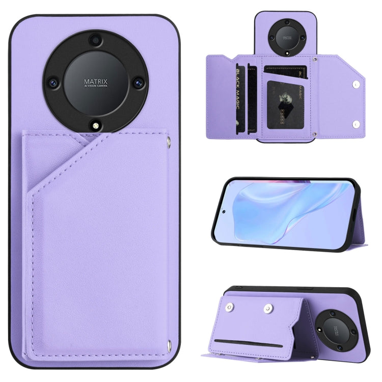 Skin Feel Four Card Slots Phone Case with Wrist Strap, For Honor X8A, For Honor X9A / Magic5 Lite