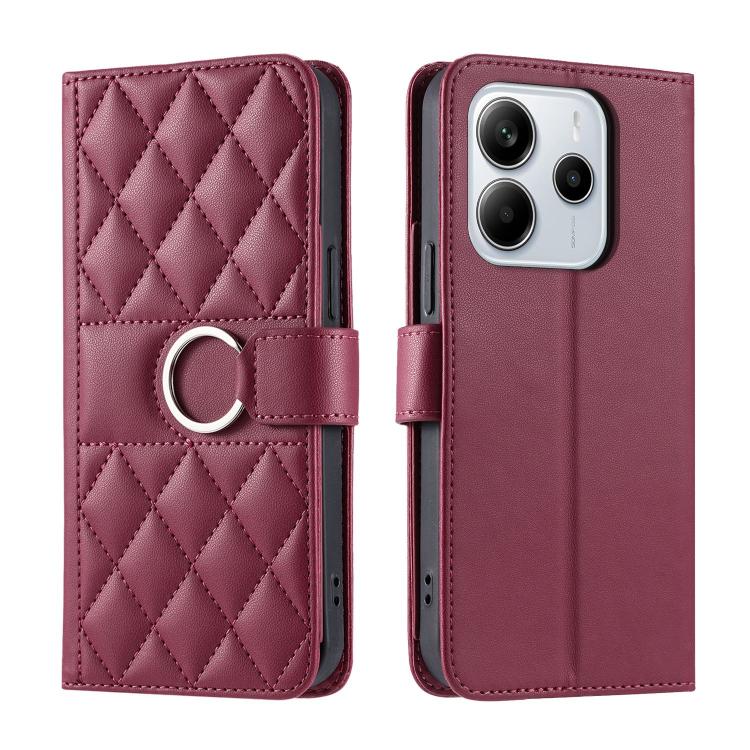 Ring Buckle Rhombic Leather Phone Case, For Redmi A7 Pro 4G / 5G / Poco C81, For Redmi 15a 5G / R70 5G, For Redmi Note 15 Pro+ Global 163.3mm, For Redmi Note 15 4G / 5G Global 164mm, For Redmi Note 15 Pro 4G Global 163.2mm                              ...
