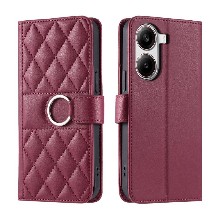 Ring Buckle Rhombic Leather Phone Case, For Redmi A7 Pro 4G / 5G / Poco C81, For Redmi 15a 5G / R70 5G, For Redmi Note 15 Pro+ Global 163.3mm, For Redmi Note 15 4G / 5G Global 164mm, For Redmi Note 15 Pro 4G Global 163.2mm                              ...