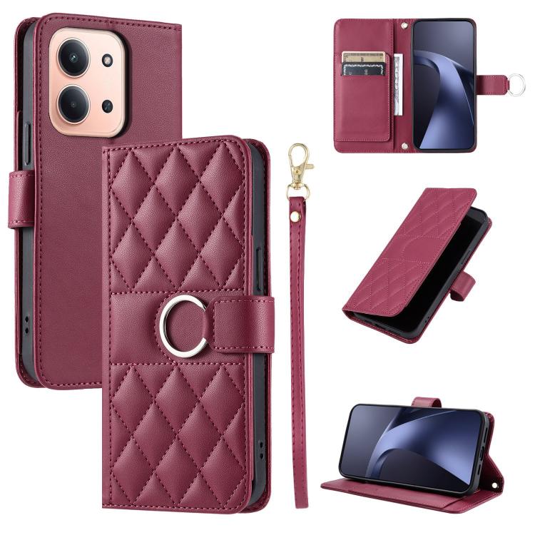 Ring Buckle Rhombic Leather Phone Case, For Redmi A7 Pro 4G / 5G / Poco C81, For Redmi 15a 5G / R70 5G, For Redmi Note 15 Pro+ Global 163.3mm, For Redmi Note 15 4G / 5G Global 164mm, For Redmi Note 15 Pro 4G Global 163.2mm                              ...