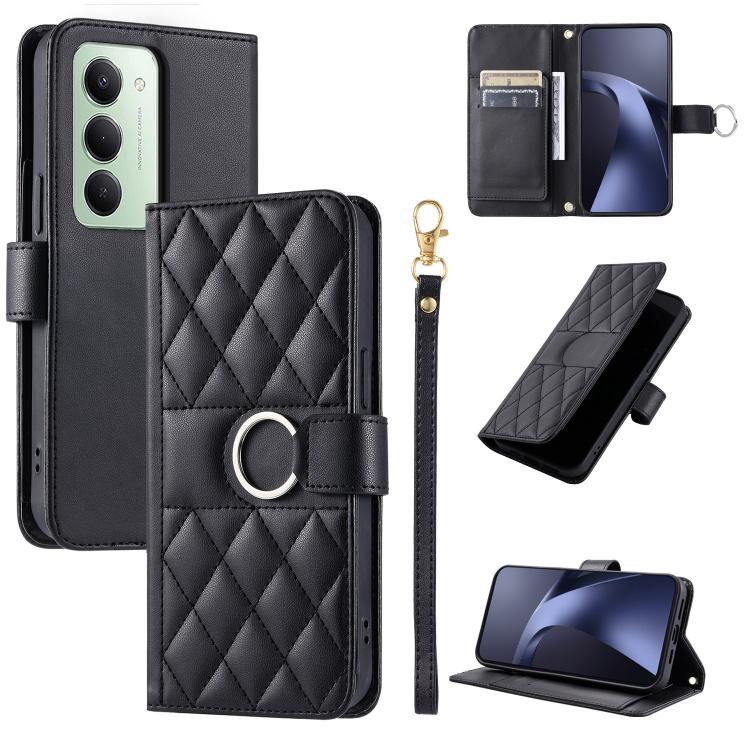Ring Buckle Rhombic Leather Phone Case, For Redmi A7 Pro 4G / 5G / Poco C81, For Redmi 15a 5G / R70 5G, For Redmi Note 15 Pro+ Global 163.3mm, For Redmi Note 15 4G / 5G Global 164mm, For Redmi Note 15 Pro 4G Global 163.2mm                              ...