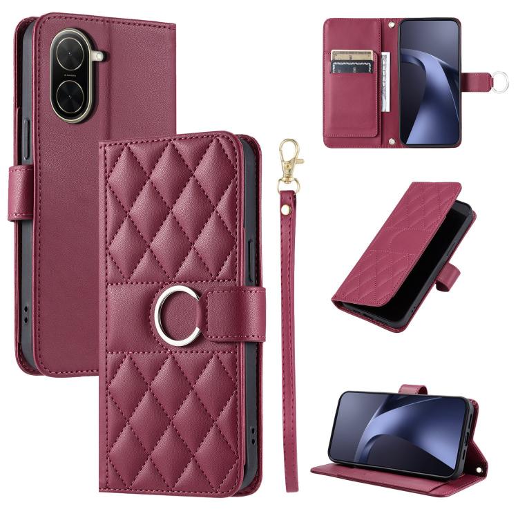 Ring Buckle Rhombic Leather Phone Case, For Redmi A7 Pro 4G / 5G / Poco C81, For Redmi 15a 5G / R70 5G, For Redmi Note 15 Pro+ Global 163.3mm, For Redmi Note 15 4G / 5G Global 164mm, For Redmi Note 15 Pro 4G Global 163.2mm                              ...