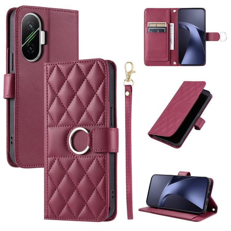 Ring Buckle Rhombic Leather Phone Case, For Redmi A7 Pro 4G / 5G / Poco C81, For Redmi 15a 5G / R70 5G, For Redmi Note 15 Pro+ Global 163.3mm, For Redmi Note 15 4G / 5G Global 164mm, For Redmi Note 15 Pro 4G Global 163.2mm                              ...