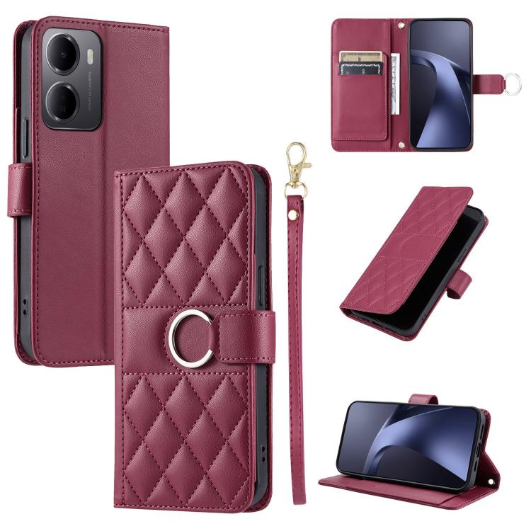 Ring Buckle Rhombic Leather Phone Case, For Redmi A7 Pro 4G / 5G / Poco C81, For Redmi 15a 5G / R70 5G, For Redmi Note 15 Pro+ Global 163.3mm, For Redmi Note 15 4G / 5G Global 164mm, For Redmi Note 15 Pro 4G Global 163.2mm                              ...