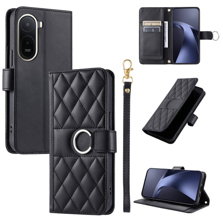 Ring Buckle Rhombic Leather Phone Case, For Redmi A7 Pro 4G / 5G / Poco C81, For Redmi 15a 5G / R70 5G, For Redmi Note 15 Pro+ Global 163.3mm, For Redmi Note 15 4G / 5G Global 164mm, For Redmi Note 15 Pro 4G Global 163.2mm                              ...