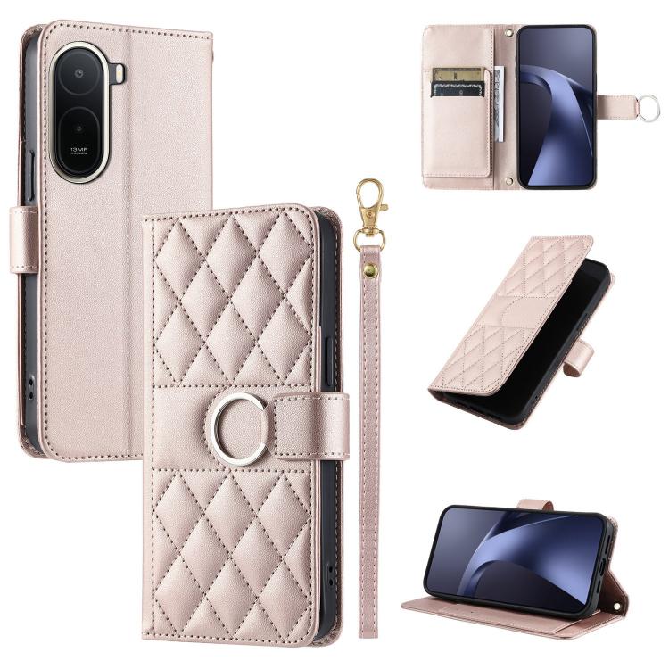Ring Buckle Rhombic Leather Phone Case, For Redmi A7 Pro 4G / 5G / Poco C81, For Redmi 15a 5G / R70 5G, For Redmi Note 15 Pro+ Global 163.3mm, For Redmi Note 15 4G / 5G Global 164mm, For Redmi Note 15 Pro 4G Global 163.2mm                              ...