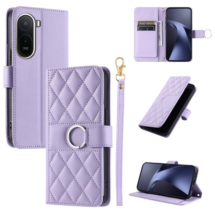 Ring Buckle Rhombic Leather Phone Case, For Redmi A7 Pro 4G / 5G / Poco C81, For Redmi 15a 5G / R70 5G, For Redmi Note 15 Pro+ Global 163.3mm, For Redmi Note 15 4G / 5G Global 164mm, For Redmi Note 15 Pro 4G Global 163.2mm                              ...