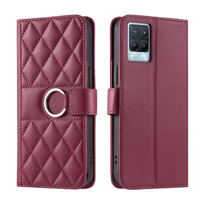 Ring Buckle Rhombic Leather Phone Case, For Realme C21Y / C25Y, For Realme 8 4G / 8 Pro 4G
