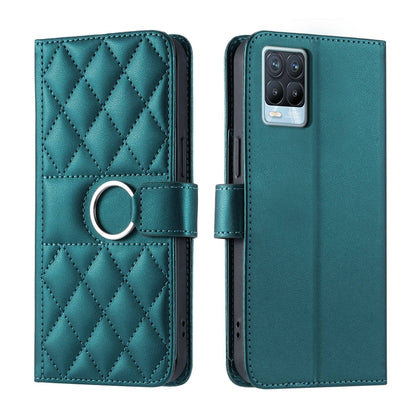 Ring Buckle Rhombic Leather Phone Case, For Realme C21Y / C25Y, For Realme 8 4G / 8 Pro 4G