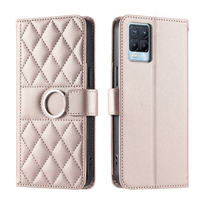 Ring Buckle Rhombic Leather Phone Case, For Realme C21Y / C25Y, For Realme 8 4G / 8 Pro 4G