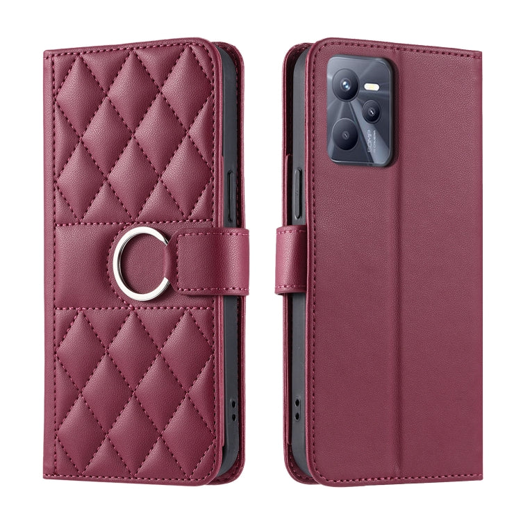 Ring Buckle Rhombic Leather Phone Case, For Realme 15T 5G, For Realme 15 / 15 Pro 5G, For Realme 14 5G, For Realme 14 Pro+, For Realme 14 Pro, For Realme 13+ 5G Global, For Realme 13 Pro+ 5G Global, For Realme 12+ 5G Global                             ...