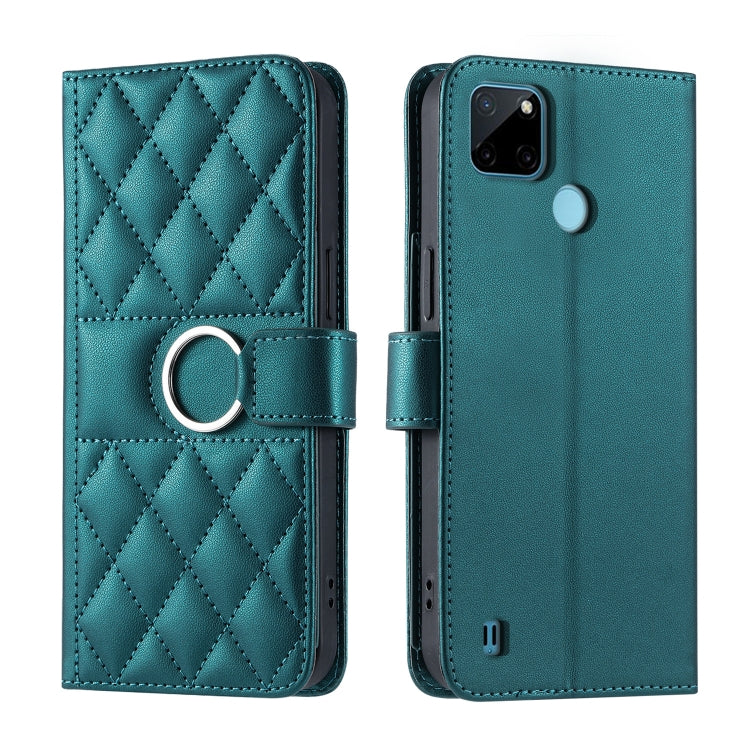 Ring Buckle Rhombic Leather Phone Case, For Realme C21Y / C25Y, For Realme 8 4G / 8 Pro 4G