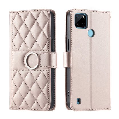 Ring Buckle Rhombic Leather Phone Case, For Realme C21Y / C25Y, For Realme 8 4G / 8 Pro 4G