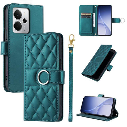 Ring Buckle Rhombic Leather Phone Case, For Realme 15T 5G, For Realme 15 / 15 Pro 5G, For Realme 14 5G, For Realme 14 Pro+, For Realme 14 Pro, For Realme 13+ 5G Global, For Realme 13 Pro+ 5G Global, For Realme 12+ 5G Global                             ...