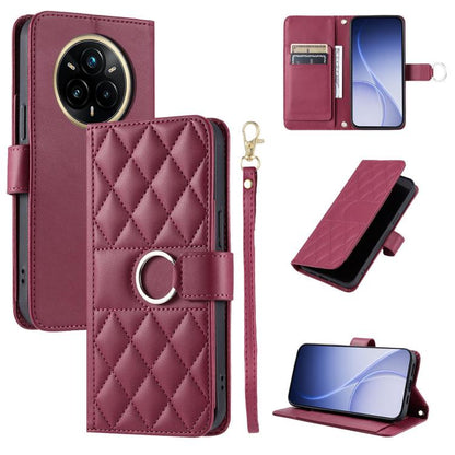 Ring Buckle Rhombic Leather Phone Case, For Realme 15T 5G, For Realme 15 / 15 Pro 5G, For Realme 14 5G, For Realme 14 Pro+, For Realme 14 Pro, For Realme 13+ 5G Global, For Realme 13 Pro+ 5G Global, For Realme 12+ 5G Global                             ...
