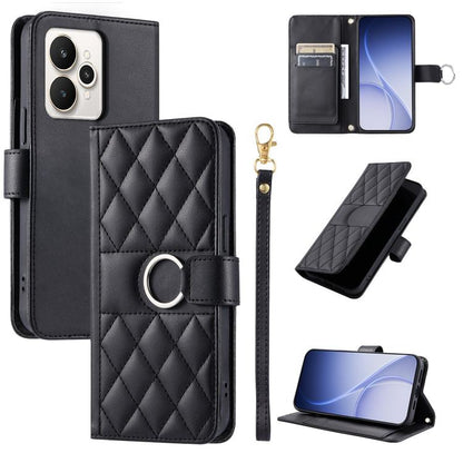 Ring Buckle Rhombic Leather Phone Case, For Realme 15T 5G, For Realme 15 / 15 Pro 5G, For Realme 14 5G, For Realme 14 Pro+, For Realme 14 Pro, For Realme 13+ 5G Global, For Realme 13 Pro+ 5G Global, For Realme 12+ 5G Global                             ...