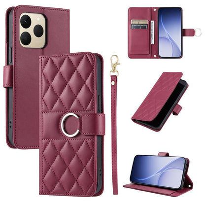 Ring Buckle Rhombic Leather Phone Case, For Realme 15T 5G, For Realme 15 / 15 Pro 5G, For Realme 14 5G, For Realme 14 Pro+, For Realme 14 Pro, For Realme 13+ 5G Global, For Realme 13 Pro+ 5G Global, For Realme 12+ 5G Global                             ...