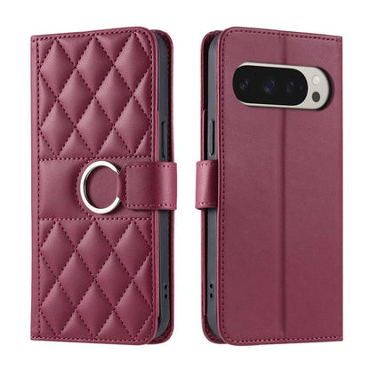 Ring Buckle Rhombic Leather Phone Case, For Google Pixel 11 Pro XL, For Google Pixel 11 / 11 Pro, For Google Pixel 10a, For Google Pixel 10 Pro XL, For Google Pixel 10 / 10 Pro, For Google Pixel 9a, For Google Pixel 9 Pro XL, For Google Pixel 9 / 9 Pro...