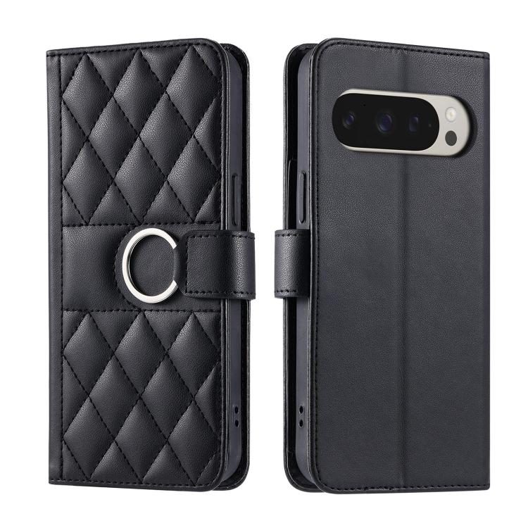Ring Buckle Rhombic Leather Phone Case, For Google Pixel 11 Pro XL, For Google Pixel 11 / 11 Pro, For Google Pixel 10a, For Google Pixel 10 Pro XL, For Google Pixel 10 / 10 Pro, For Google Pixel 9a, For Google Pixel 9 Pro XL, For Google Pixel 9 / 9 Pro...