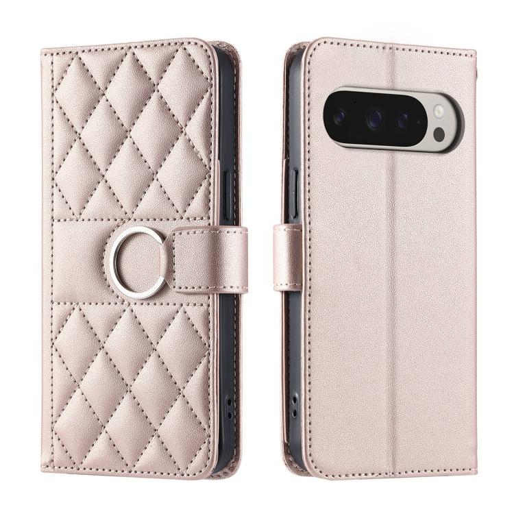 Ring Buckle Rhombic Leather Phone Case, For Google Pixel 11 Pro XL, For Google Pixel 11 / 11 Pro, For Google Pixel 10a, For Google Pixel 10 Pro XL, For Google Pixel 10 / 10 Pro, For Google Pixel 9a, For Google Pixel 9 Pro XL, For Google Pixel 9 / 9 Pro...
