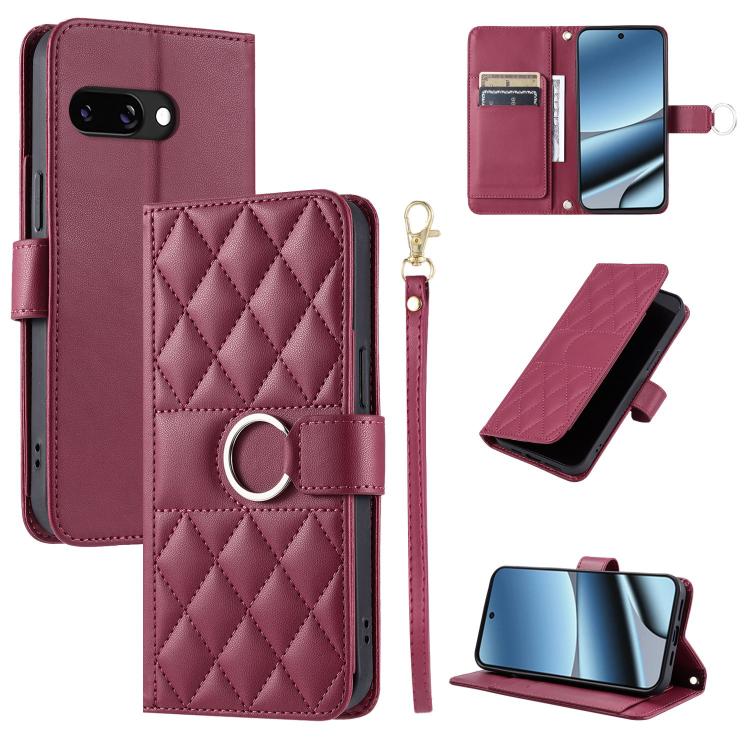 Ring Buckle Rhombic Leather Phone Case, For Google Pixel 11 Pro XL, For Google Pixel 11 / 11 Pro, For Google Pixel 10a, For Google Pixel 10 Pro XL, For Google Pixel 10 / 10 Pro, For Google Pixel 9a, For Google Pixel 9 Pro XL, For Google Pixel 9 / 9 Pro...