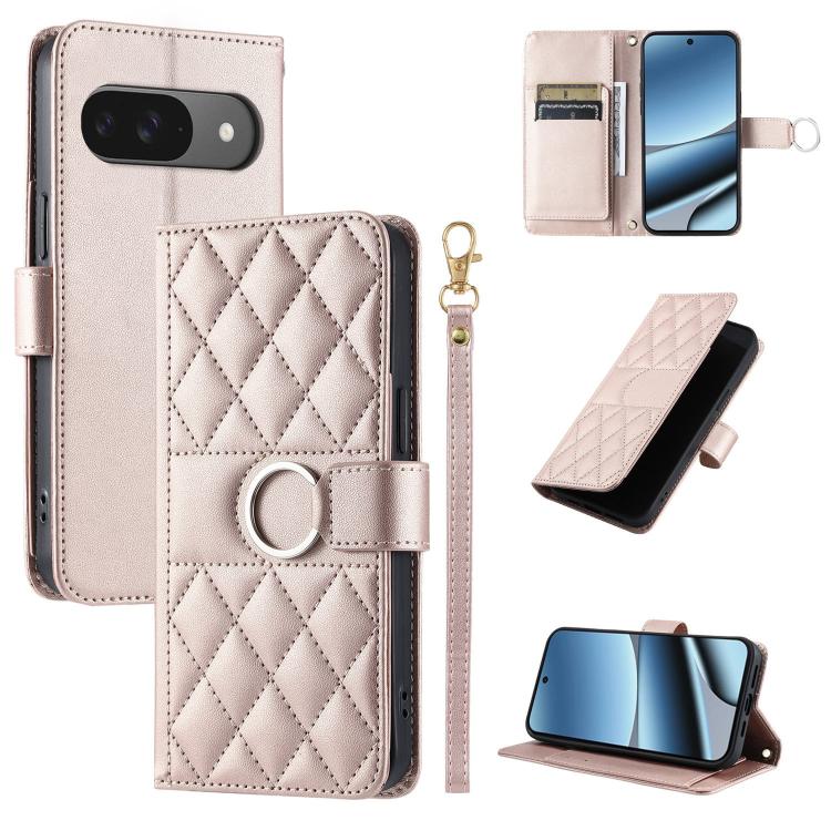 Ring Buckle Rhombic Leather Phone Case, For Google Pixel 11 Pro XL, For Google Pixel 11 / 11 Pro, For Google Pixel 10a, For Google Pixel 10 Pro XL, For Google Pixel 10 / 10 Pro, For Google Pixel 9a, For Google Pixel 9 Pro XL, For Google Pixel 9 / 9 Pro...