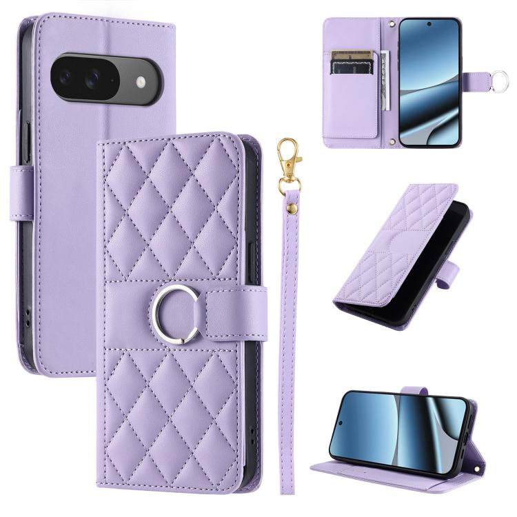 Ring Buckle Rhombic Leather Phone Case, For Google Pixel 11 Pro XL, For Google Pixel 11 / 11 Pro, For Google Pixel 10a, For Google Pixel 10 Pro XL, For Google Pixel 10 / 10 Pro, For Google Pixel 9a, For Google Pixel 9 Pro XL, For Google Pixel 9 / 9 Pro...