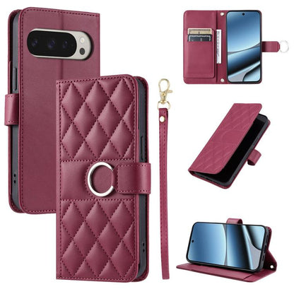 Ring Buckle Rhombic Leather Phone Case, For Google Pixel 11 Pro XL, For Google Pixel 11 / 11 Pro, For Google Pixel 10a, For Google Pixel 10 Pro XL, For Google Pixel 10 / 10 Pro, For Google Pixel 9a, For Google Pixel 9 Pro XL, For Google Pixel 9 / 9 Pro...
