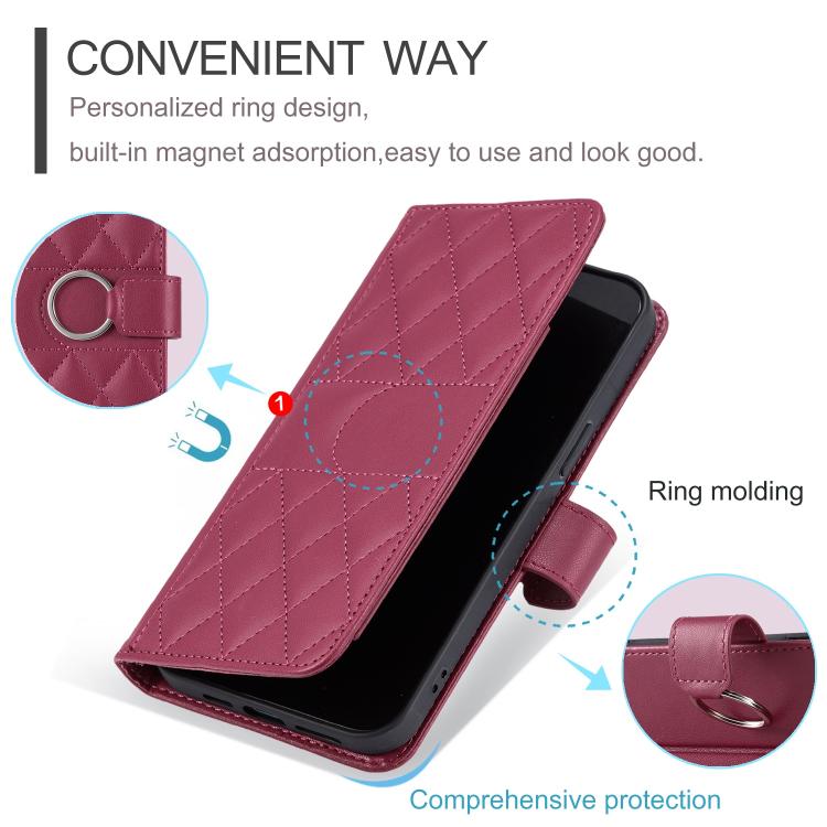 Ring Buckle Rhombic Leather Phone Case, For Google Pixel 11 Pro XL, For Google Pixel 11 / 11 Pro, For Google Pixel 10a, For Google Pixel 10 Pro XL, For Google Pixel 10 / 10 Pro, For Google Pixel 9a, For Google Pixel 9 Pro XL, For Google Pixel 9 / 9 Pro...