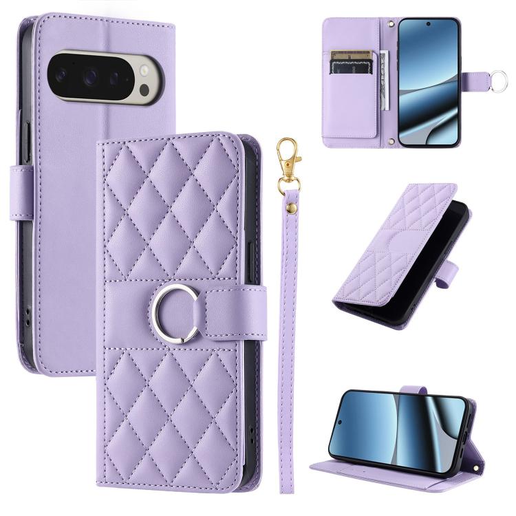 Ring Buckle Rhombic Leather Phone Case, For Google Pixel 11 Pro XL, For Google Pixel 11 / 11 Pro, For Google Pixel 10a, For Google Pixel 10 Pro XL, For Google Pixel 10 / 10 Pro, For Google Pixel 9a, For Google Pixel 9 Pro XL, For Google Pixel 9 / 9 Pro...