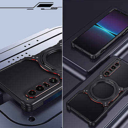 Black borderless phone case with built-in Magsafe holder ring and camera lens openings