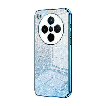 Blue glitter phone case with circular triple camera cutout, electroplated edge
