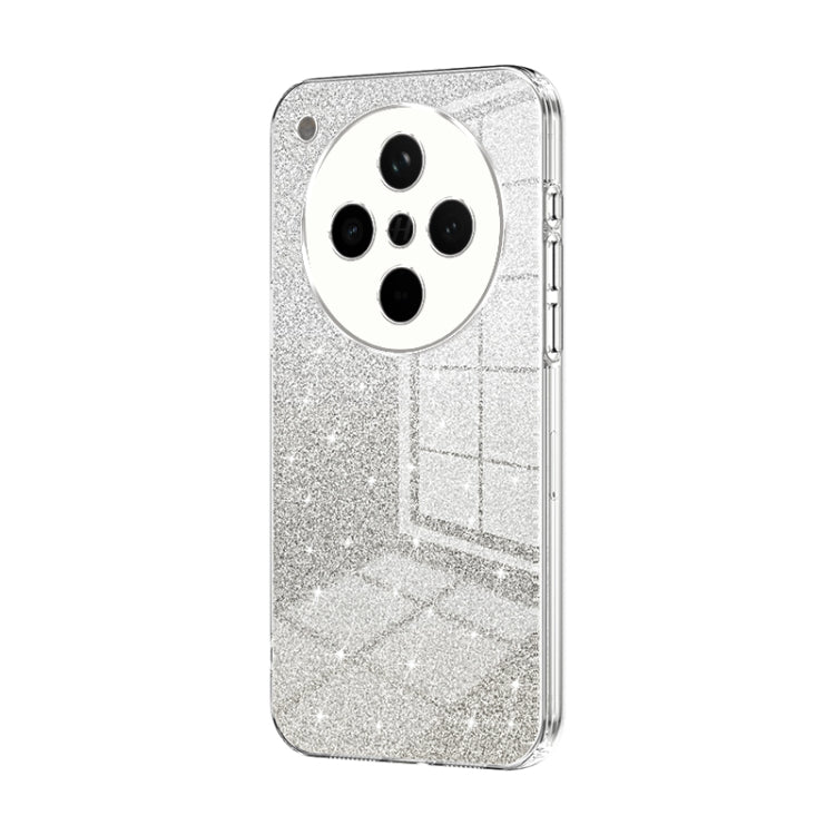 Silver glitter phone case with circular triple camera cutout and metallic trim