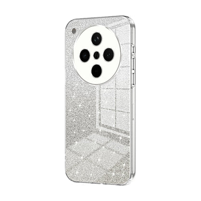 Silver glitter phone case with circular triple camera cutout and metallic trim