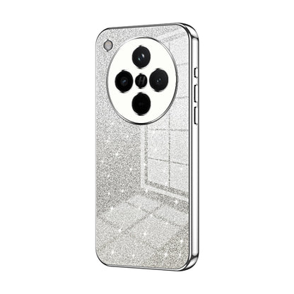Silver glitter phone case with circular triple camera cutout and black side trim