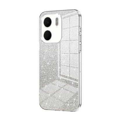 Silver glitter electroplated phone case with camera cutouts and slim side buttons