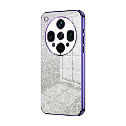 Purple glitter phone case with electroplated edges and quad-camera cutout