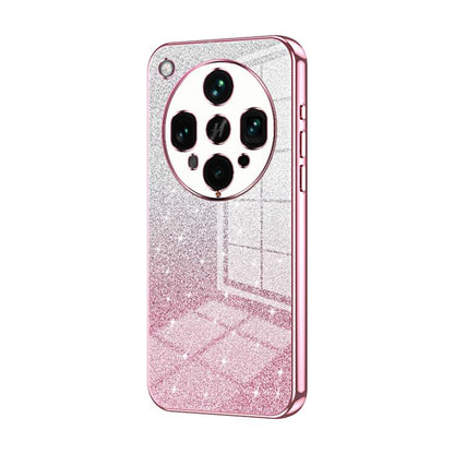 Pink glitter phone case with electroplated edges and quad-camera cutout