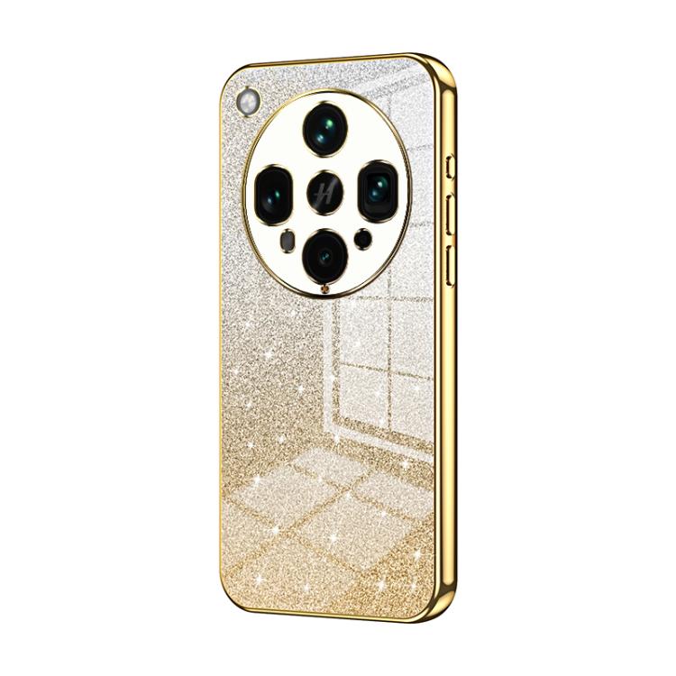 Gold glitter phone case with electroplated edges and quad-camera cutout