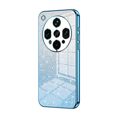 Blue glitter phone case with electroplated edges and quad-camera cutout